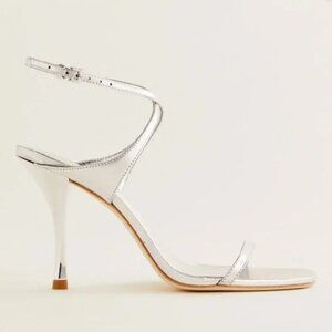 Reformation Angelina Heeled Sandal (Silver, 7.5)